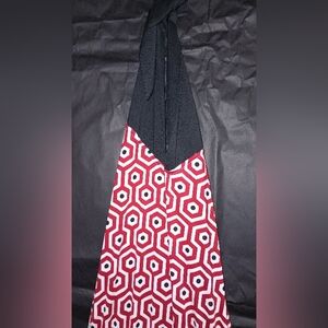 Mud Pie L Halter Dress geometric Red/Blk,and White